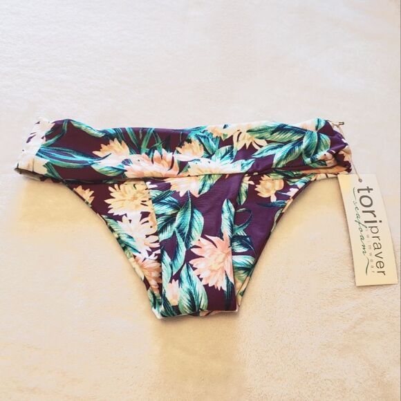 NEW Tori Seafoam Deep Purple Cheeky Swimsuit Bikini Bottoms XS - Picture 3 of 9